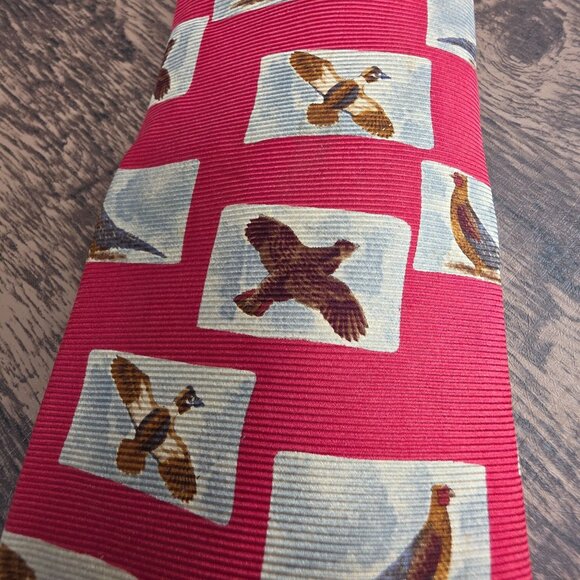 Polo Ralph Lauren Tie Vintage Hand Made USA Silk Red Pheasant Bird Designer Gorp - Picture 12 of 13